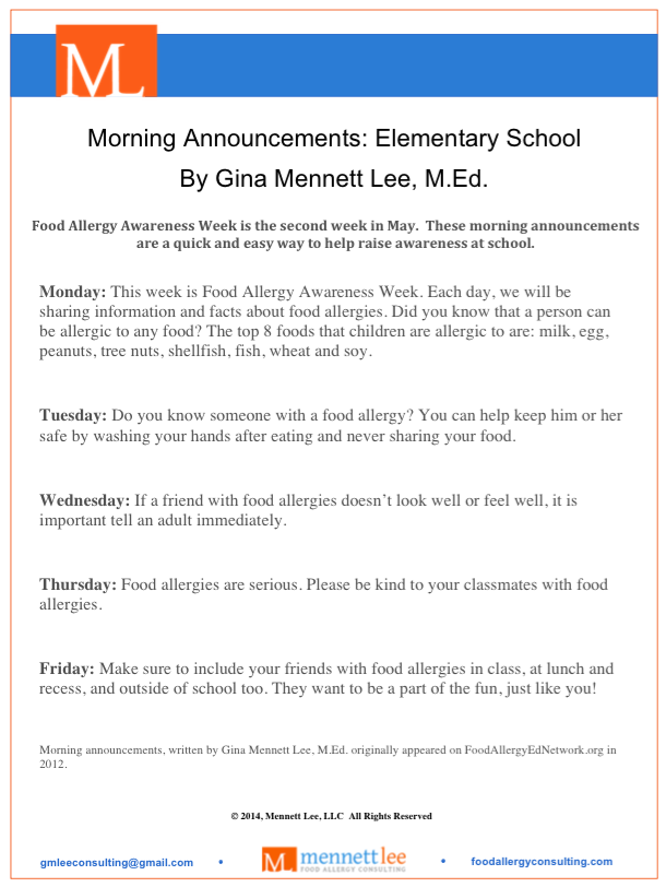 Morning School Announcement Elementary Schools